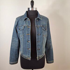 Vintage Just FAB Cropped Distressed Jean Jacket  Sz XL